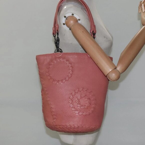 BOTTEGA VENETA INTRECCIATO Tote Bag Leather Pink 194900 Auth fm4370 - Picture 3 of 16